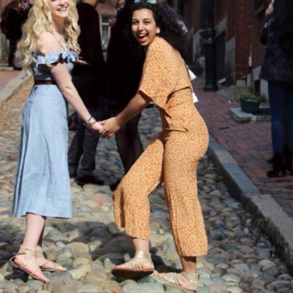 Faithfull the brand orange floral jumpsuit